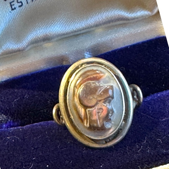 Lovely antique carved trojan cameo sterling silver 925 ring - Picture 2 of 7